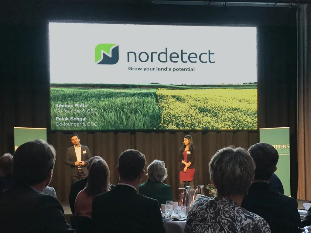 Keenan Pinto and Palak Sehgal pitching Nordetect to 250 VIP’s at the DTC even