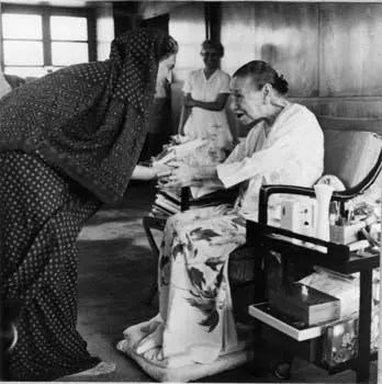 Former PM Indira Gandhi with Mirra Alfassa at Auroville