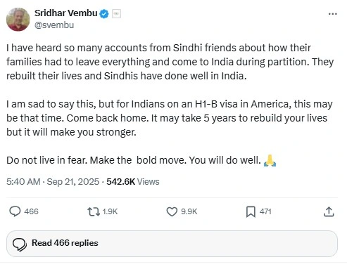 Sridhar Vembu's tweet