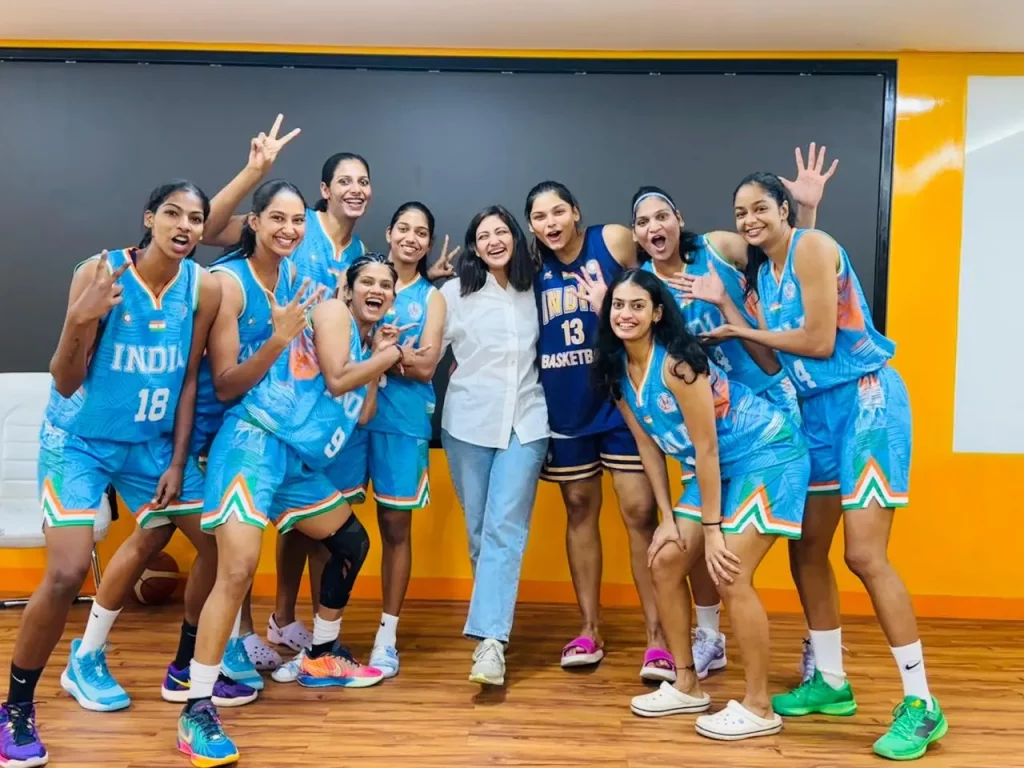 Deepti Akki with basketball athletes